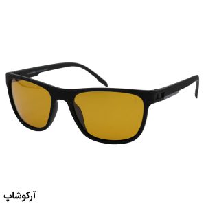 عکس از عینک شب اوگا مورل با فریم مشکی مات، مستطیلی شکل، بیس‌دار و دسته فنری و لنز زرد رنگ مدل 78068