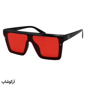 عکس از عینک دید در شب Fendi با فریم مربعی شکل، رنگ مشکی، عدسی یکسره و قرمز رنگ مدل 244