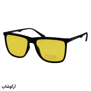 عکس از عینک دید در شب Porsche Design با فریم مربعی شکل، رنگ مشکی مات و لنز زرد رنگ مدل H1039