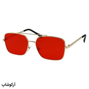 عکس از عینک دید در شب Ditiai با فریم فلزی، رنگ طلایی، مستطیلی شکل و عدسی قرمز رنگ مدل 9546