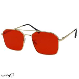 عکس از عینک دید در شب Ditiai با فریم فلزی، رنگ طلایی، مربعی شکل، دسته فنردار و عدسی رنگ قرمز مدل 9534
