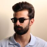 عکس از عینک آفتابی سلین با فریم فلزی، مربعی شکل و لنز یووی 400 مدل 10485 بر روی صورت محمدحسین ابراهیم زاده