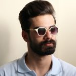 عکس از عینک آفتابی سلین با فریم فلزی، مربعی شکل و لنز یووی 400 مدل 10485 بر روی صورت محمدحسین ابراهیم زاده