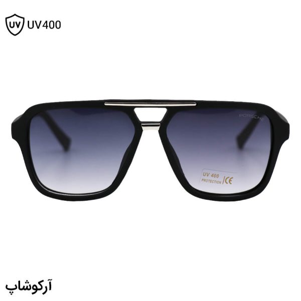 عکس از عینک آفتابی porsche design با فریم خلبانی، رنگ مشکی مات و لنز قهوه‌ای سایه روشن مدل l90