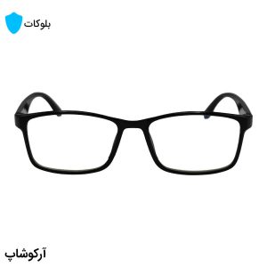 عکس از عینک مطالعه نزدیک بین با فریم مشکی رنگ، مستطیلی شکل و لنز بلوکات مدل 9017