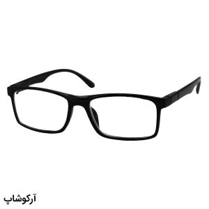 عکس از عینک مطالعه دور بین با فریم مشکی، مستطیلی شکل و دسته فنردار (به همراه قاب و دستمال) مدل FH733