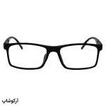 عکس از عینک مطالعه دور بین با فریم مشکی، مستطیلی شکل و دسته فنردار (به همراه قاب و دستمال) مدل FH733