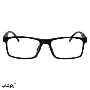 عکس از عینک مطالعه دور بین با فریم مشکی، مستطیلی شکل و دسته فنردار (به همراه قاب و دستمال) مدل FH733