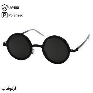 عکس از عینک آفتابی با لنز دوبل، چرخشی، تیرگی قابل تنظیم، پلاریزه، فریم رنگ مشکی و شکل گرد مدل 5200