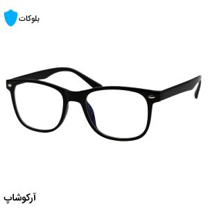 عکس از عینک با فریم ویفرر کوچک، رنگ مشکی براق، از جنس کائوچو و لنز بی‌رنگ (بلوکات) مدل 2470