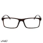 عکس از عینک مطالعه دور بین با فریم قهوه ای، مستطیلی شکل و دسته فنردار (به همراه قاب و دستمال) مدل FH733