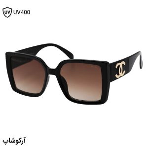 عکس از عینک آفتابی زنانه Chanel با فریم مربعی شکل، رنگ قهوه‌ای، دسته پهن و لنز قهوه‌ای سایه روشن مدل 6929