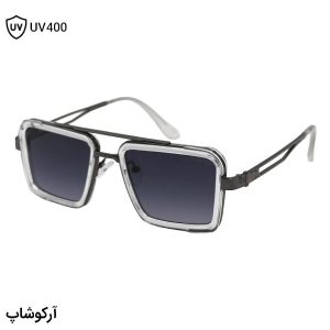 عکس از عینک آفتابی Louis Vuitton با فریم مستطیلی شکل، رنگ نوک مدادی و شفاف و لنز دودی هایلایت مدل 8065