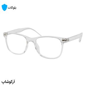 عکس از عینک با فریم ویفرر کوچک، بی‌رنگ و شفاف، از جنس کائوچو و لنز بی‌رنگ (بلوکات) مدل 2470