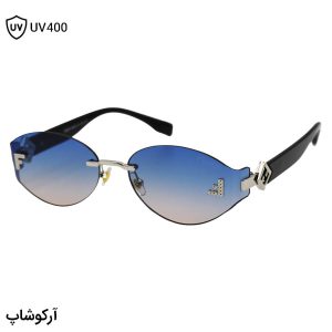عکس از عینک آفتابی زنانه Fendi با طرح فریملس، شکل بیضی، دسته مشکی رنگ و لنز دو رنگ هایلایت مدل 99009