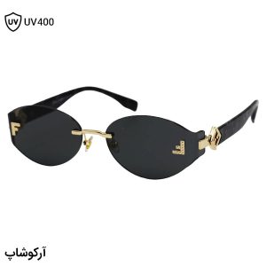 عکس از عینک آفتابی زنانه Fendi با طرح فریملس، شکل بیضی، دسته مشکی رنگ و لنز دودی تیره مدل 99009