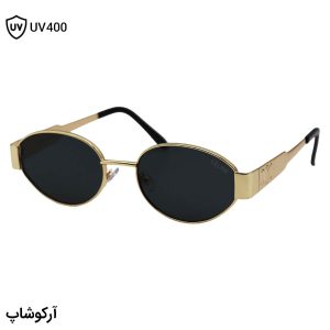 عکس از عینک آفتابی ترند سلین (CELINE) با فریم بیضی شکل، رنگ طلایی و لنز دودی تیره مدل JD2380