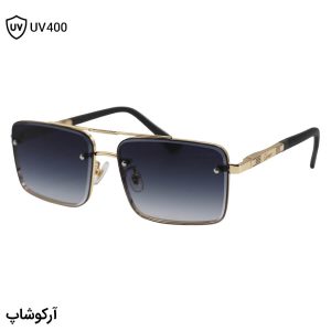عکس از عینک آفتابی Cartier با فریم طلایی رنگ، مستطیلی شکل، دسته فنردار و لنز دودی سایه روشن مدل 23411
