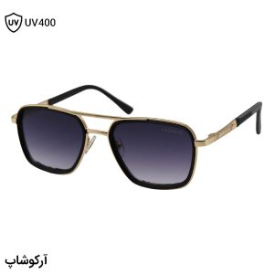 عکس از عینک آفتابی لاگوست با فریم طلایی رنگ، شکل مربعی، دسته فنردار و لنز دودی سایه روشن مدل 8075