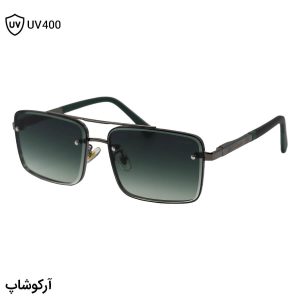عکس از عینک آفتابی کارتیه با فریم رنگ نوک مدادی، مستطیلی شکل، دسته فنری و لنز سبز سایه روشن مدل 23411