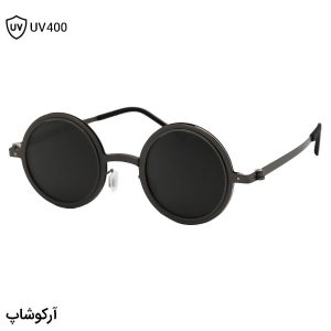 عکس از عینک آفتابی با لنز دوبل، چرخشی، تیرگی قابل تنظیم، پلاریزه، فریم رنگ نوک مدادی و شکل گرد مدل 5200