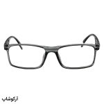 عکس از عینک مطالعه دور بین با فریم طوسی، مستطیلی شکل و دسته فنردار (به همراه قاب و دستمال) مدل FH733