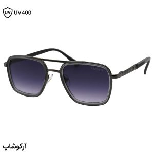 عکس از عینک آفتابی لاگوست با فریم طوسی و نوک مدادی، شکل مربعی، دسته فنردار و لنز دودی سایه روشن مدل 8075