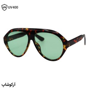 عکس از عینک دید در شب ترند گوچی با فریم شکل خلبانی، رنگ هاوانا و لنز سبز رنگ مدل ZN3607