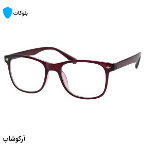 عکس از عینک با فریم ویفرر کوچک، رنگ بنفش براق، از جنس کائوچو و لنز بی‌رنگ (بلوکات) مدل 2470
