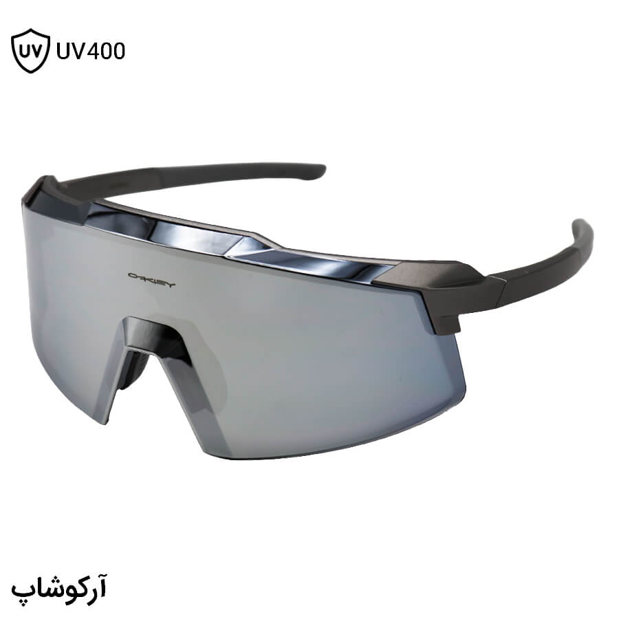 Silver-Frame-And-Silver-Handle-And-Silver-Mirror-Uv-Protection-Lens-Oakley-Sunglasses-Model-Oa9917-Si-1 عکس از عینک ورزشی اوکلی با فریم و دسته نقرهای رنگ، عدسی آینهای و نقرهای رنگ مدل oa9917