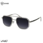 عکس از عینک آفتابی Emporio Armani با فریم شکل چندضلعی، رنگ نقره‌ای و بی‌رنگ و لنز دودی سایه روشن مدل 8046