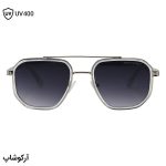 عکس از عینک آفتابی Emporio Armani با فریم شکل چندضلعی، رنگ نقره‌ای و بی‌رنگ و لنز دودی سایه روشن مدل 8046
