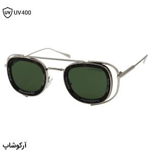 عکس از عینک آفتابی فانتزی LOUIS VUITTON با فریم نقره‌ای رنگ، مربعی شکل و لنز سبز تیره مدل ZS98319