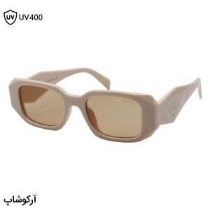 عکس از عینک دید در شب پرادا با فریم مستطیلی شکل، رنگ کرمی و لنز نارنجی رنگ مدل N3941