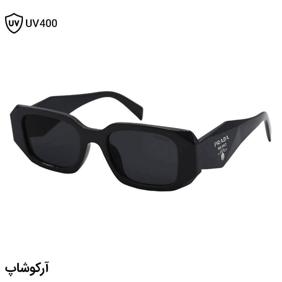 Gray-Rectangular-Frame-And-Gray-Handle-And-Dark-Uv-Protection-Lens-Prada-Sunglasses-Model-N3941-Tt-1 عکس از عینک آفتابی prada با فریم مستطیلی شکل، رنگ طوسی تیره و لنز دودی تیره مدل n3941
